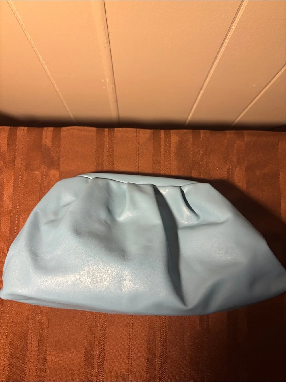 NWT Badgley Mischka Slouchy Cloud Clutch Bag with Chain Strap - Light Blue